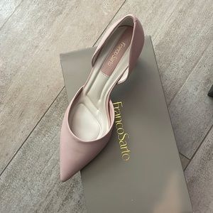 Franco Sarto leather heel in blush pink with an angled heel